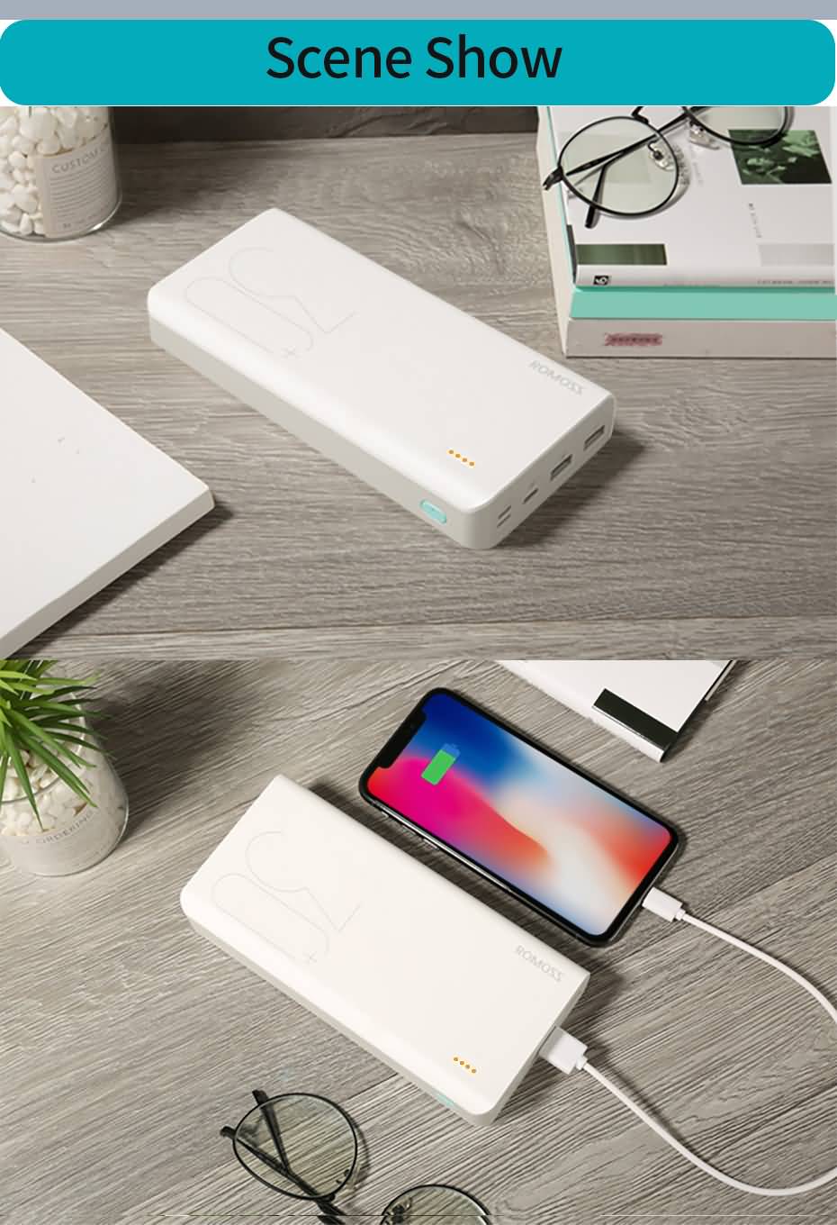 ROMOSS Sense 8 30000mAh batería externa portátil con cargador portátil de  carga rápida PD3.0 para iPhones 13 12 Xiaomi – Los mejores productos en la  tienda online Joom Geek