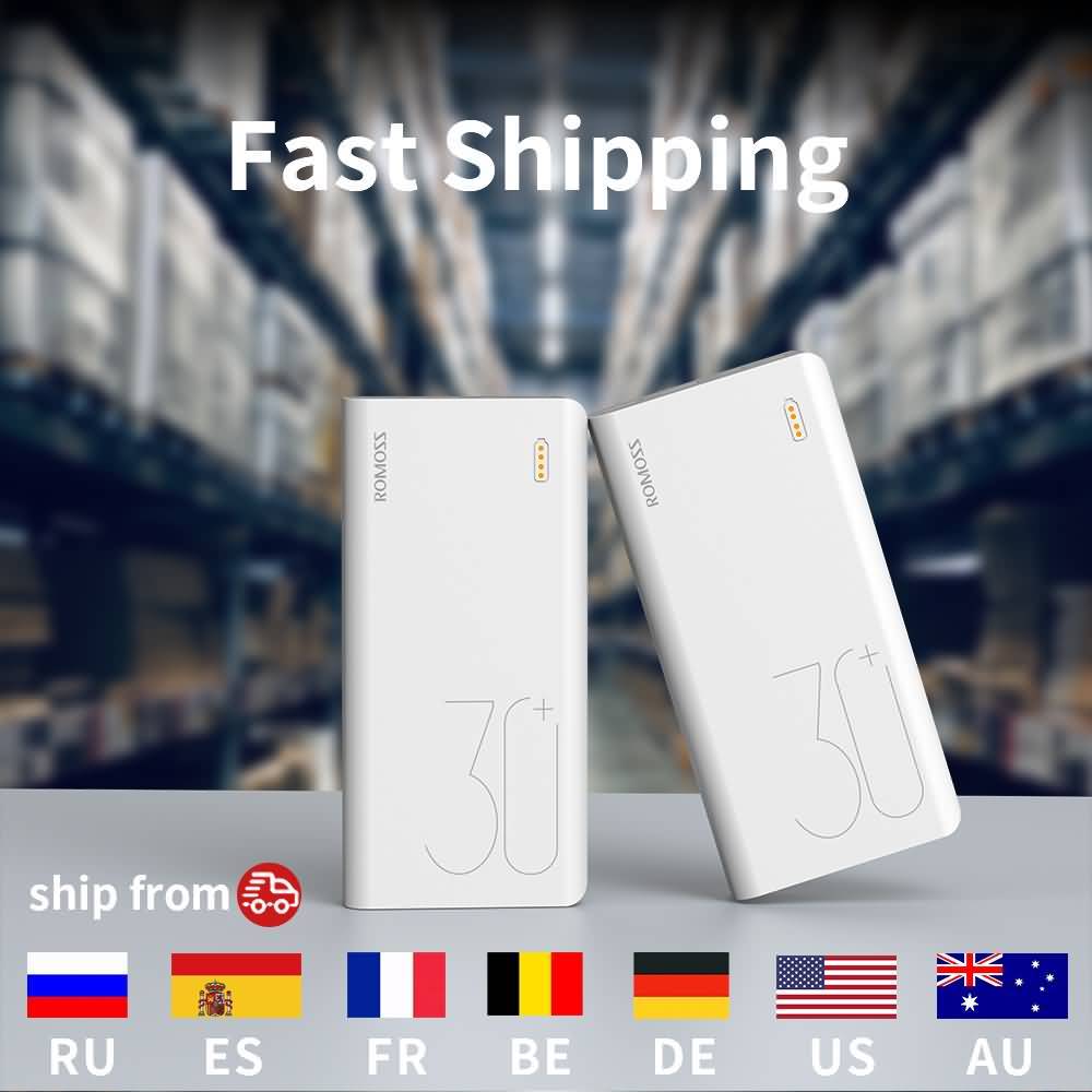 ROMOSS Sense 8 30000mAh batería externa portátil con cargador portátil de  carga rápida PD3.0 para iPhones 13 12 Xiaomi – Los mejores productos en la  tienda online Joom Geek