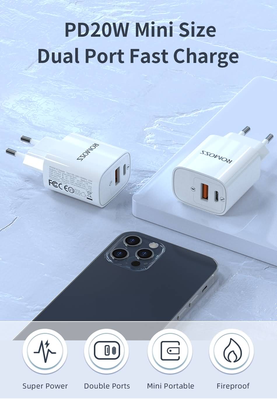 Udløbet skal Forebyggelse Buy ROMOSS AC20T Quick Charge USB Type C Charger 20W QC 3.0 PD 3.0 Fast  Charger Phone charger for iPhone Xiaomi Huawei Samsung Online