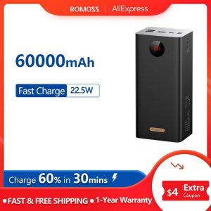 ROMOSS Power Bank 60000mAh Powerful QC18W 22.5W SCP Fast Charge External Battery