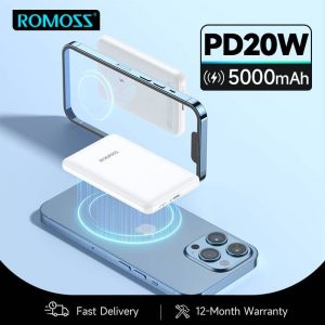 ROMOSS Magnetic Wireless Power Bank PD 20W Fast Charge 5000mah Wireless Magsafe Powerbank